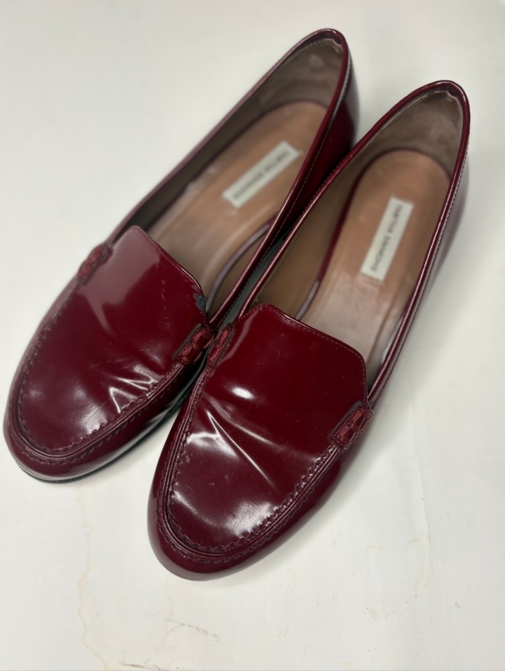 Tabitha Simmons Burgundy Patent Leather Loafers Size 38 (8)
